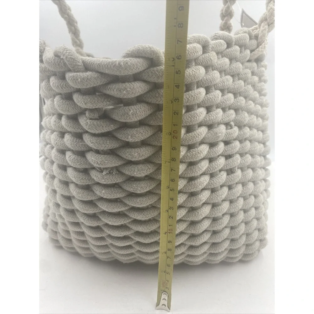 Southern Home Jute Rope Basket Dove Grey Woven Storage Bin Handles 10